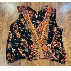 Free People Havana Floral Print Surplice Tank - Size Medium Bohemian Fashion